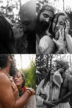 International Luxury adventure elopement romantic couple rain photoshoot Tulum